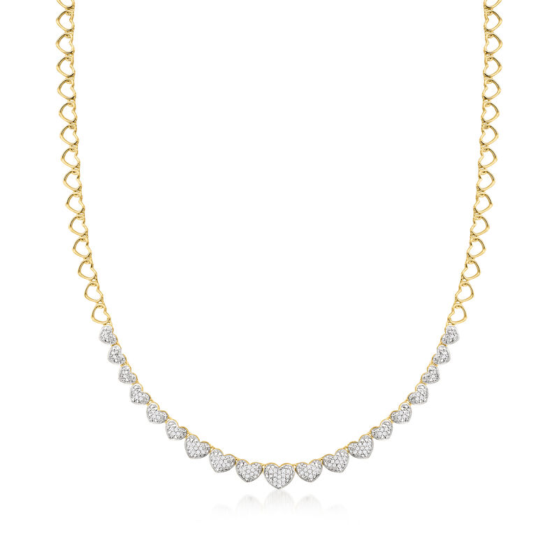 .50 ct. t.w. Diamond Heart-Link Necklace in 18kt Gold Over Sterling image number 0