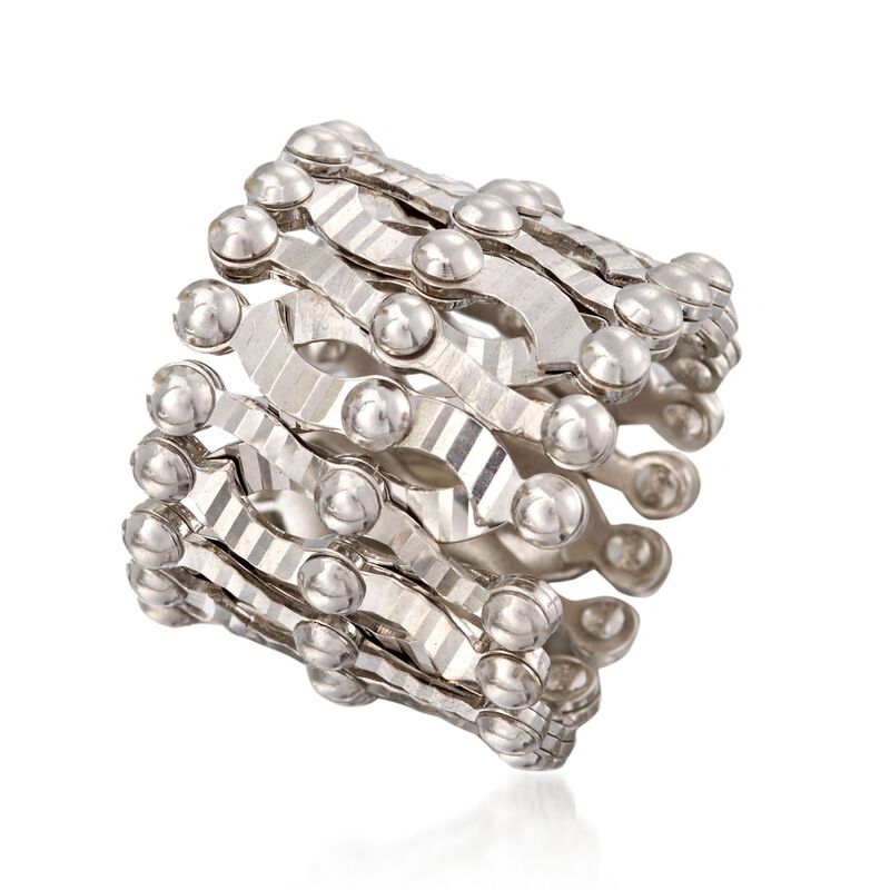 C. 2000 Vintage 14kt White Gold Accordion Ring/Bracelet image number 3