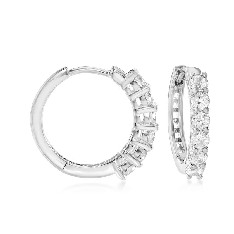 1.20 ct. t.w. CZ Jewelry Set: Three Pairs of Huggie Hoop Earrings in Sterling Silver image number 3