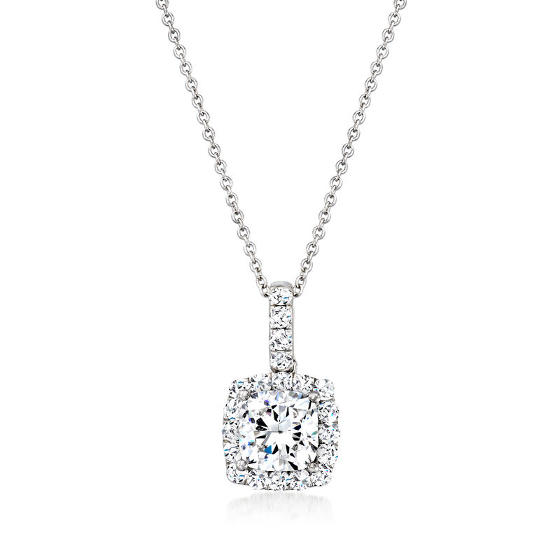 2.00 ct. t.w. Lab-Grown Diamond Halo Pendant Necklace in 14kt White Gold image number 0