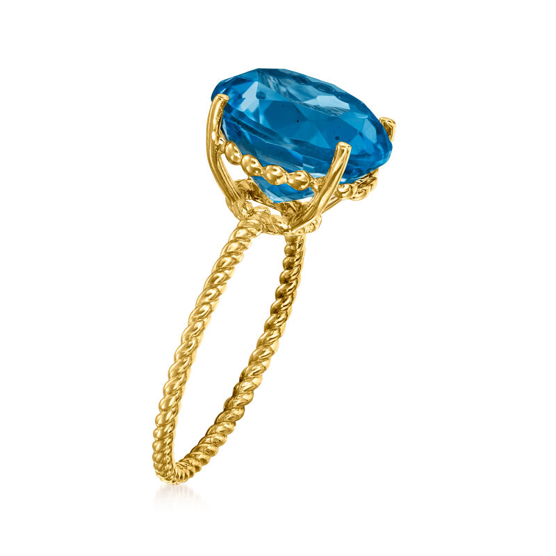 8.00 Carat London Blue Topaz Twisted Ring in 14kt Yellow Gold image number 2