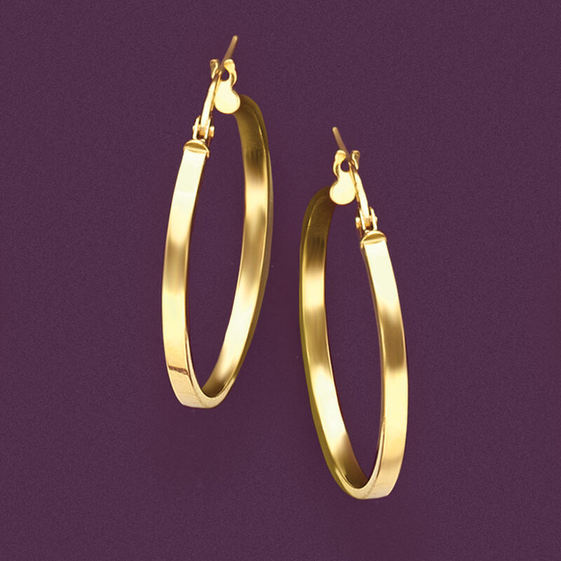 Italian 14kt Yellow Gold Hoop Earrings. 1 1/8&quot; image number 4