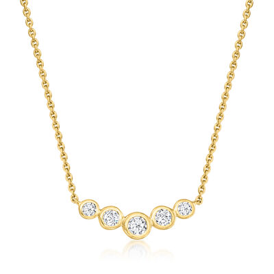 .25 ct. t.w. Bezel-Set Lab-Grown Diamond Bar Necklace in 18kt Gold Over Sterling