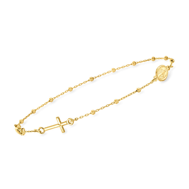 Italian 18kt Yellow Gold Religious Symbol Station Bracelet image number 0