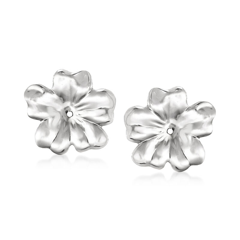 14kt White Gold Flower Petal Earring Jackets  image number 2