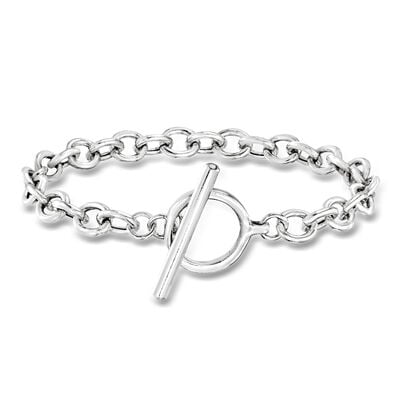 Sterling Silver Cable-Link Toggle Bracelet