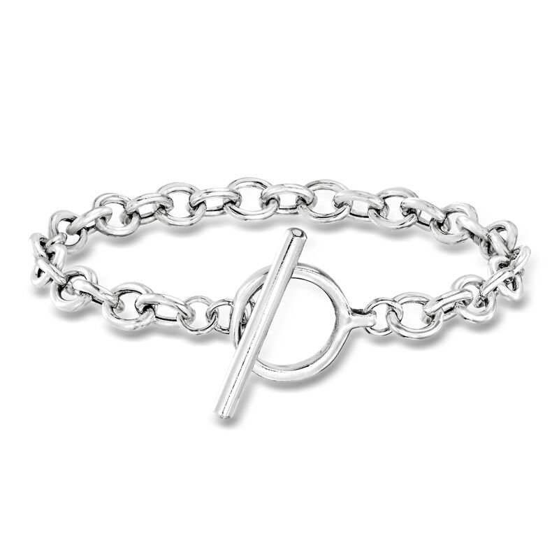 Sterling Silver Cable-Link Toggle Bracelet image number 0