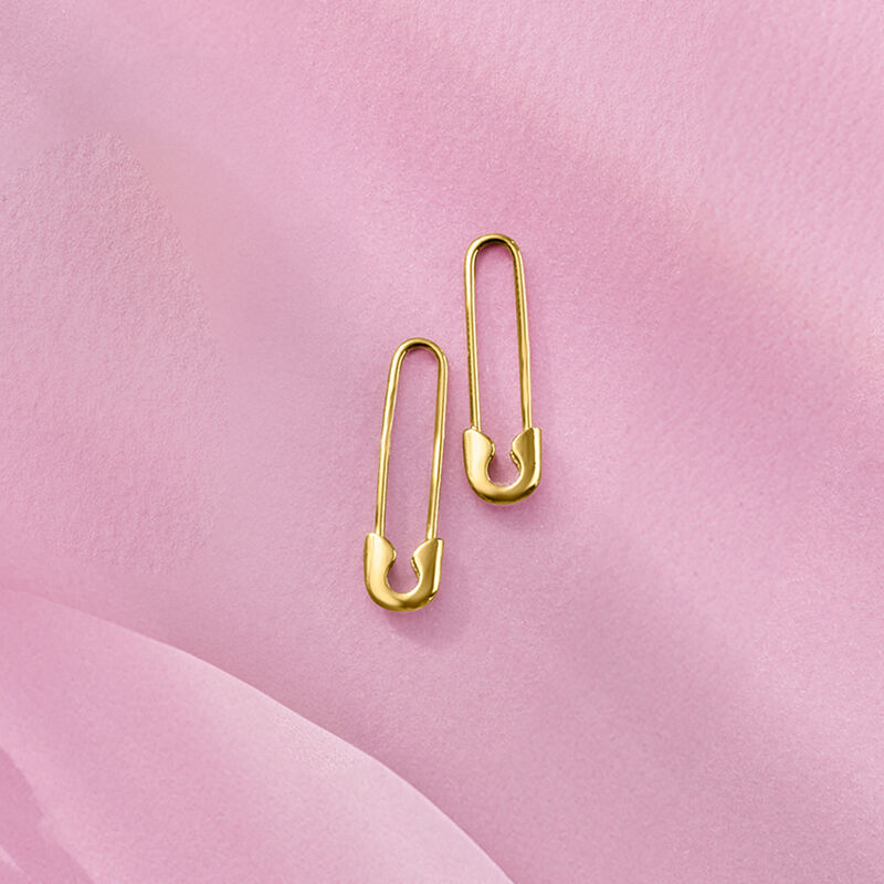 Italian 14kt Yellow Gold Safety Pin Earrings image number 2