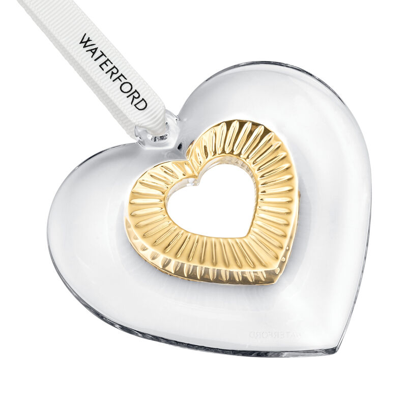 Waterford Crystal Goldtone Heart Ornament image number 1