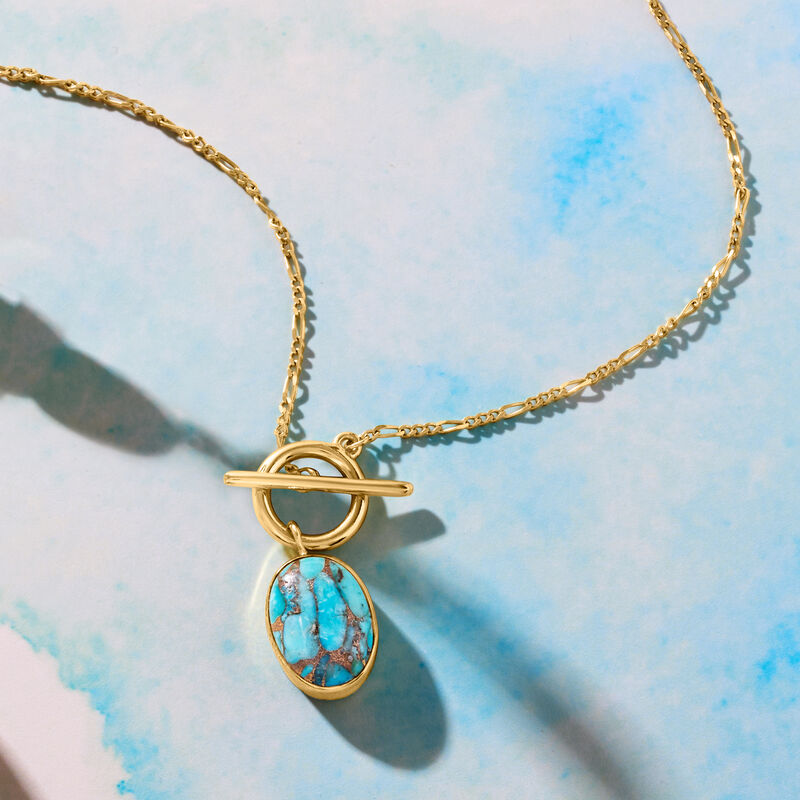 Turquoise Toggle Necklace in 18kt Gold Over Sterling image number 2