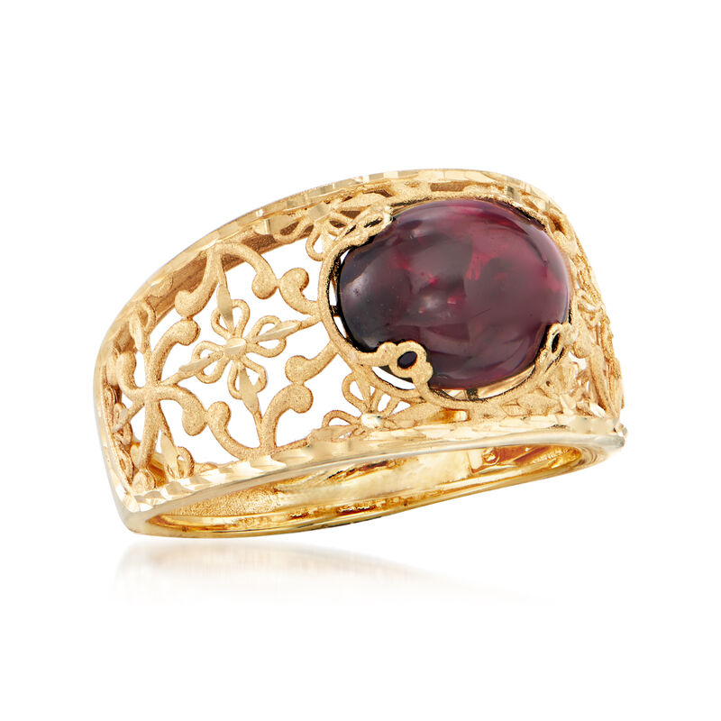 Italian 30.00 Carat Garnet Floral Ring in 14kt Yellow Gold image number 3