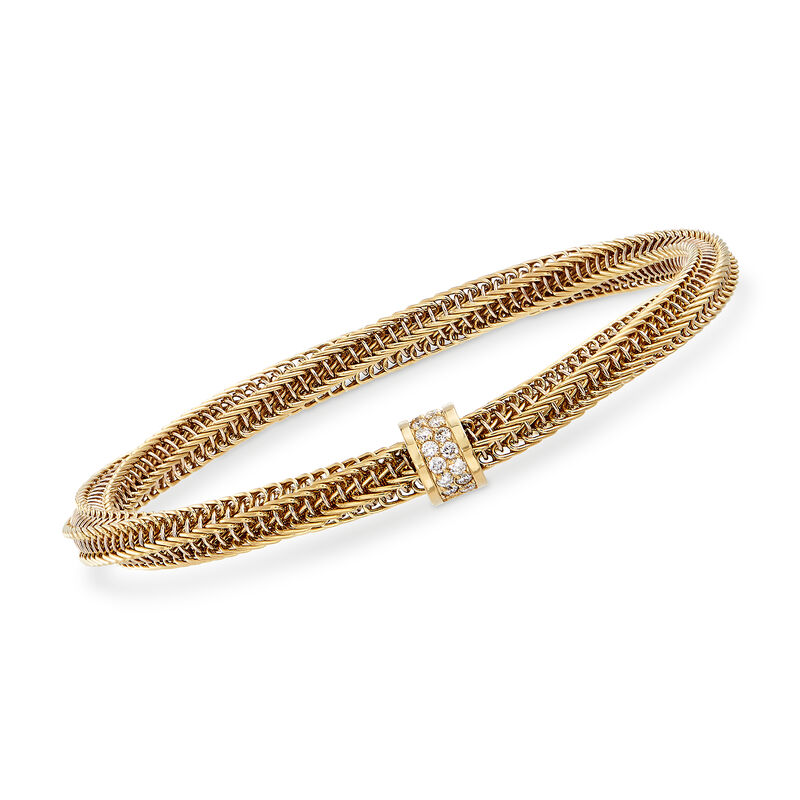 Roberto Coin &quot;Primavera&quot; .19 ct. t.w. Diamond Twisted Bracelet in 18kt Yellow Gold. 7&quot; image number 0