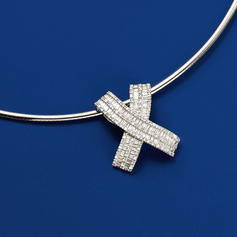 1.00 ct. t.w. Diamond &quot;X&quot; Slide Pendant in 14 White Gold. Slide image number 2