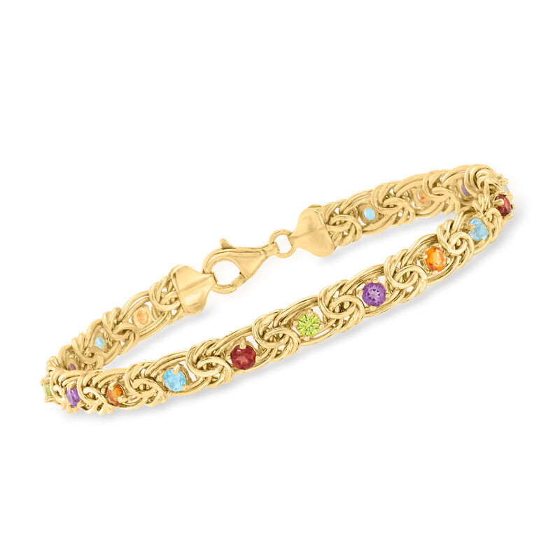 2.60 ct. t.w. Multi-Gemstone Byzantine Bracelet in 18kt Gold Over Sterling image number 0