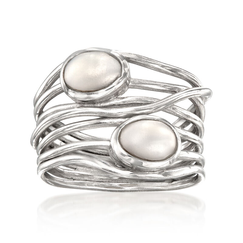 5x7mm Cultured Pearl Highway Ring in Sterling Silver image number 0