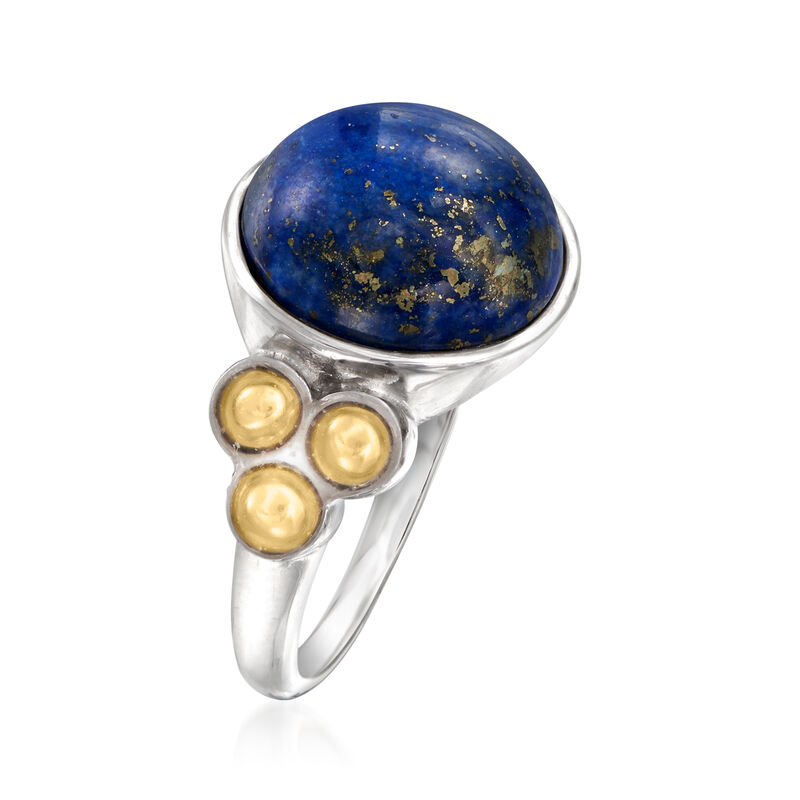 Lapis Ring in Sterling Silver and 14kt Yellow Gold image number 2