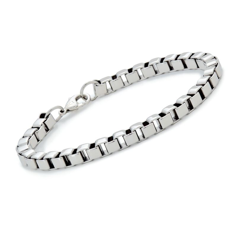 Men's Box Link Bracelet in Stainless Steel image number 0