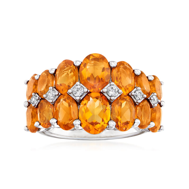 5.70 ct. t.w. Madeira Citrine Ring with White Zircon Accents in Sterling Silver image number 0