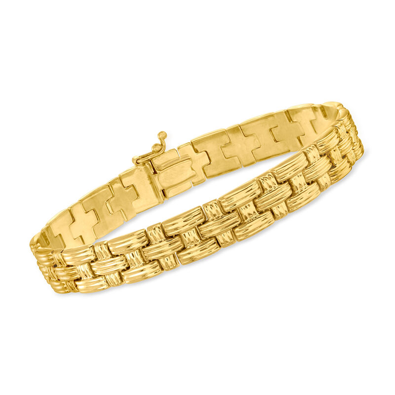 14kt Yellow Gold Basketweave Stampato Bracelet image number 0