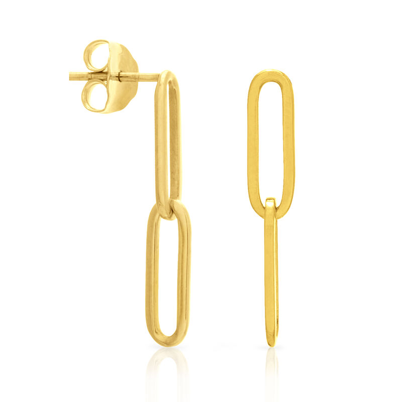 14kt Yellow Gold Paper Clip Link Drop Earrings image number 1