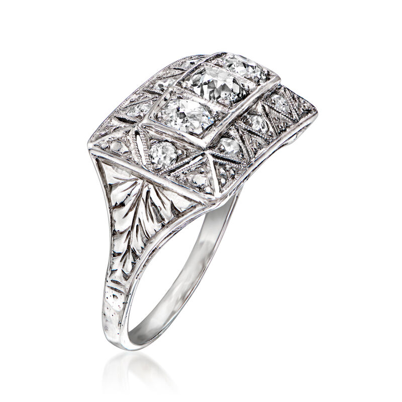 C. 1930 Vintage 1.00 ct. t.w. Diamond Filigree Ring in 18kt White Gold. Size 6.25 image number 2