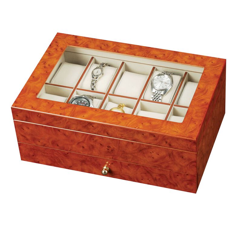 Burlwood Finish Watch Box  image number 1