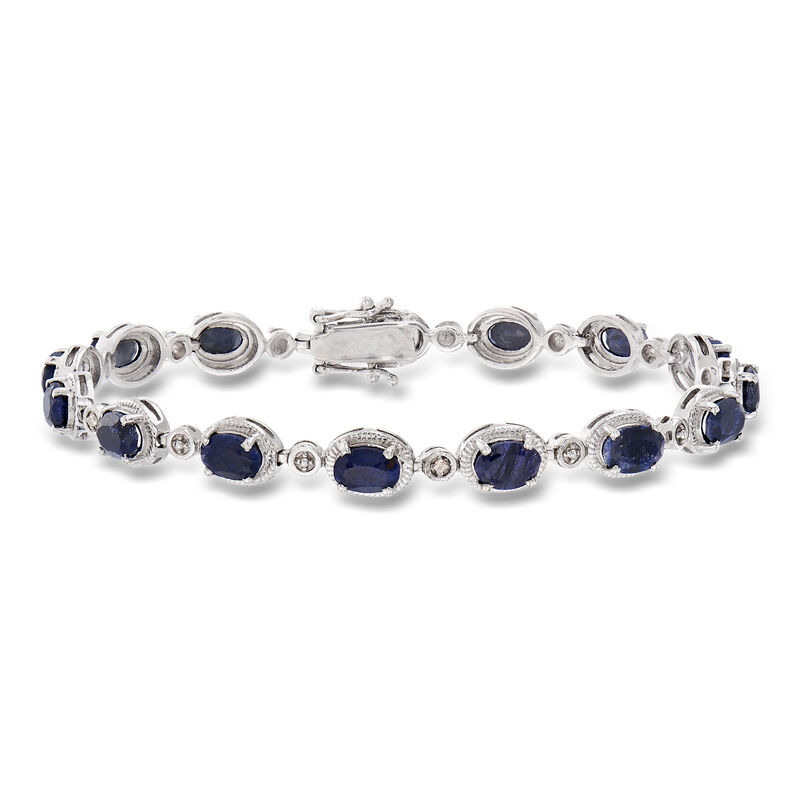 9.10 ct. t.w. Sapphire Bracelet with Diamonds in Sterling Silver image number 0