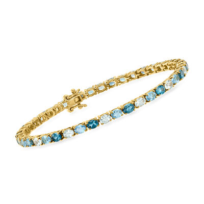 9.30 ct. t.w. Tonal Blue Topaz Bracelet in 18kt Gold Over Sterling