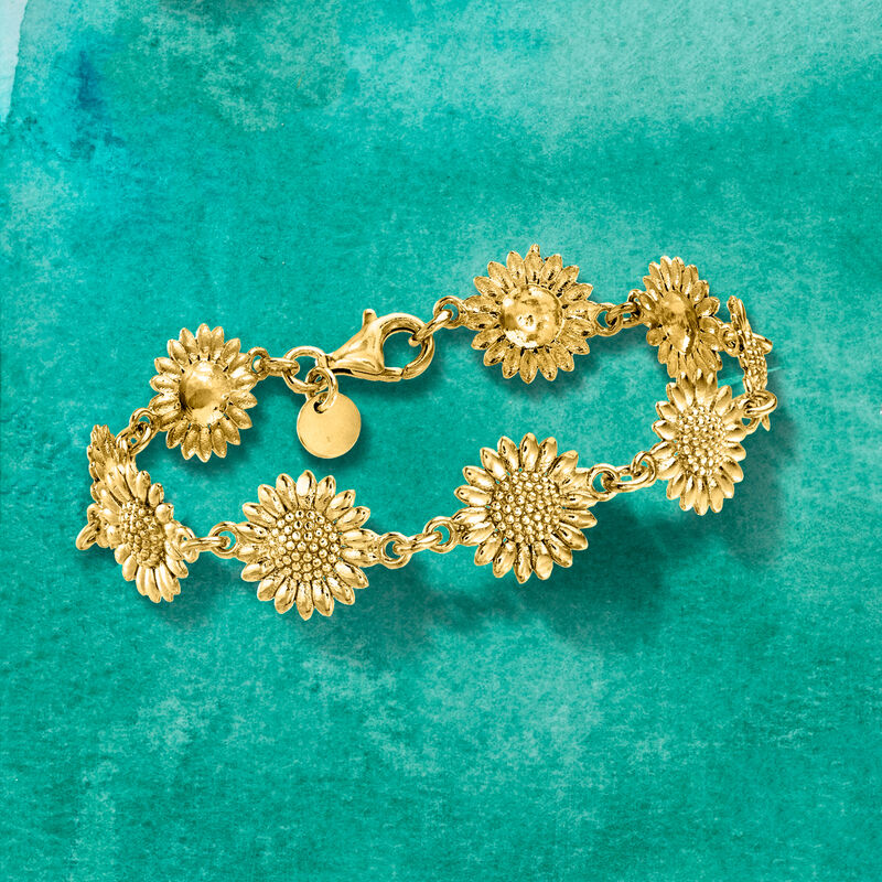 Italian 18kt Gold Over Sterling Sunflower Bracelet image number 3