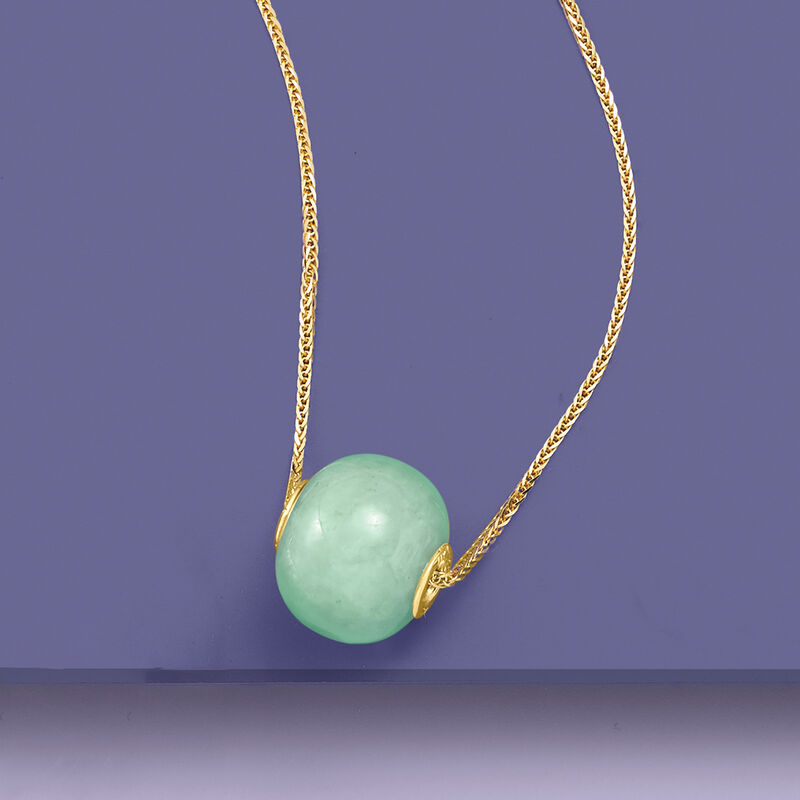 Jade Bead Pendant in 14kt Yellow Gold  image number 3