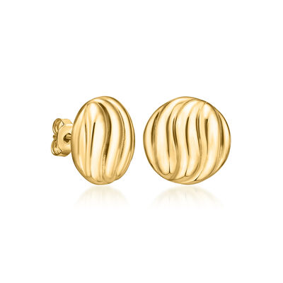 14kt Yellow Gold Round Swirl Earrings