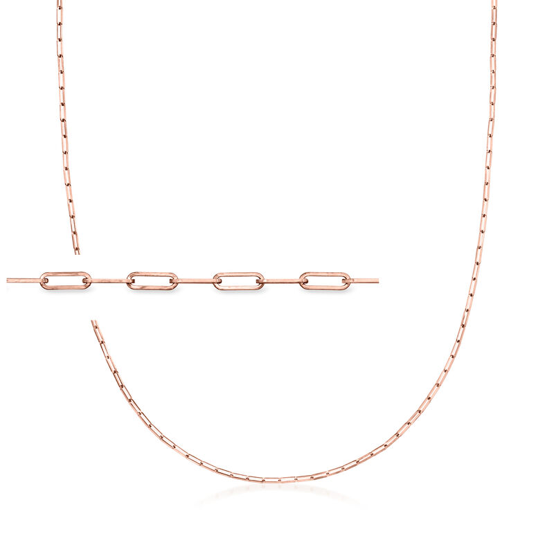 14kt Rose Gold Paper Clip Link Necklace. 16&quot; image number 0