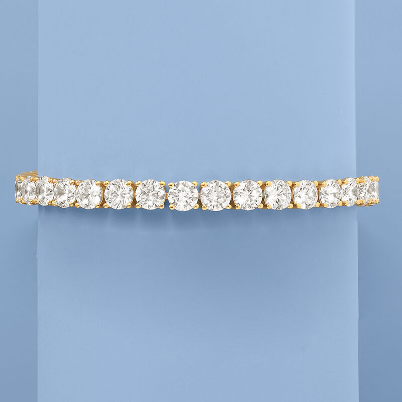 23.00 ct. t.w. CZ Tennis Bracelet in 18kt Gold Over Sterling image number 2