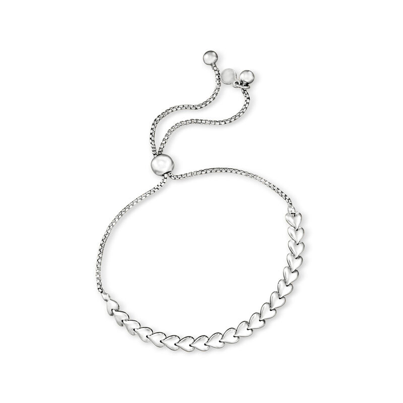 Italian Sterling Silver Heart-Link Bolo Bracelet  image number 2