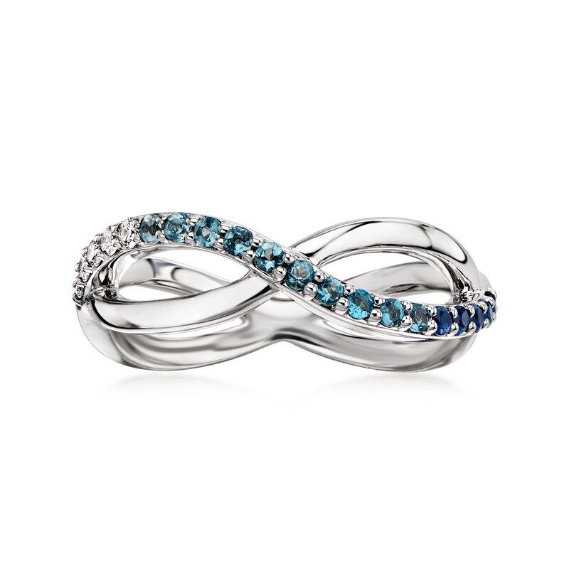 .28 ct. t.w. Multi-Gemstone Crisscross Ring with Lab-Grown Diamonds in Sterling Silver image number 0