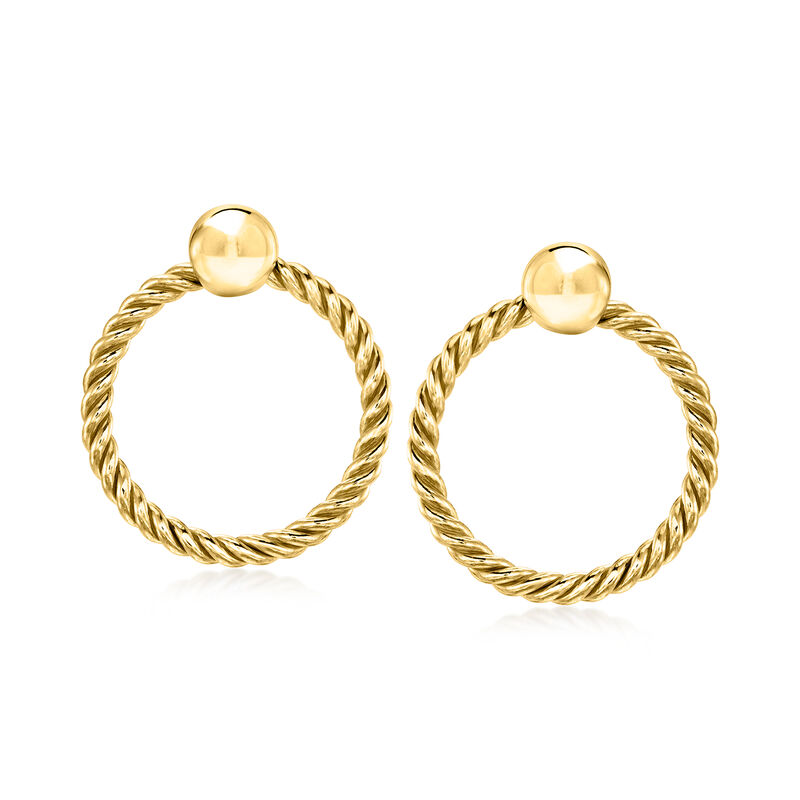 18kt Gold Over Sterling Roped Doorknocker Earrings image number 0
