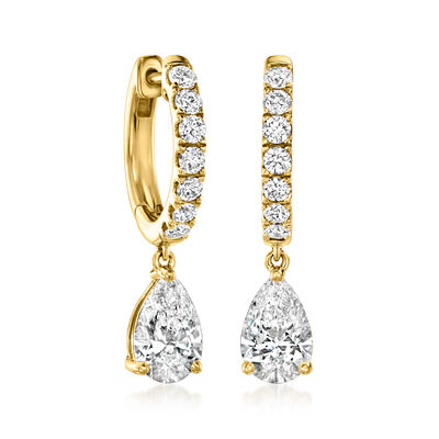 2.50 ct. t.w. Lab-Grown Diamond Hoop Drop Earrings in 14kt Yellow Gold
