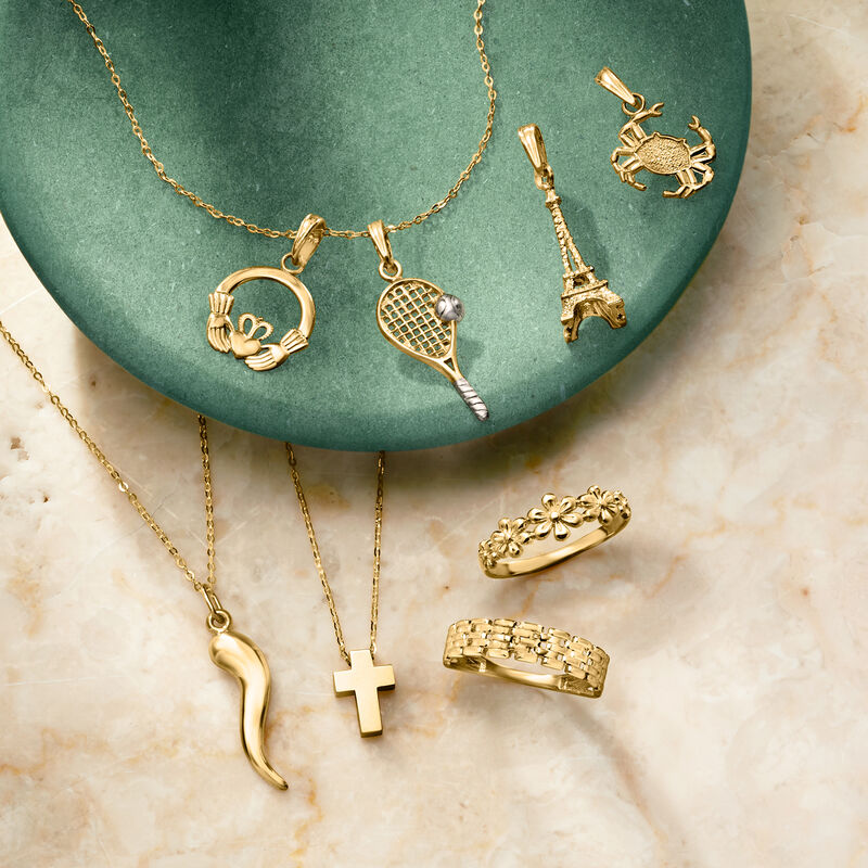 10kt Yellow Gold Italian Horn Pendant Necklace image number 4