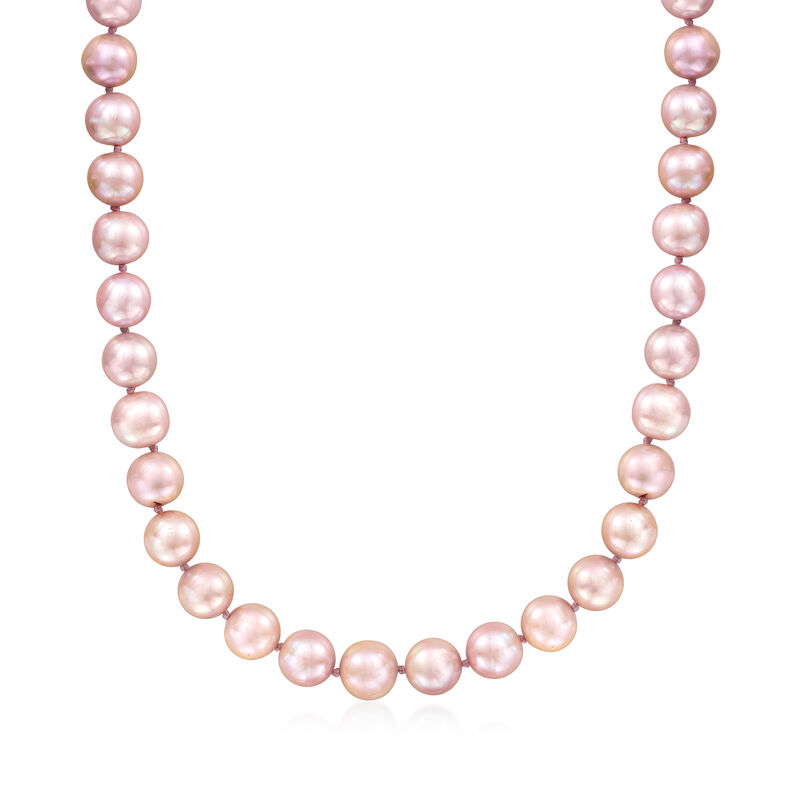 10-11mm Pink Cultured Pearl Necklace with 14kt Yellow Gold image number 0