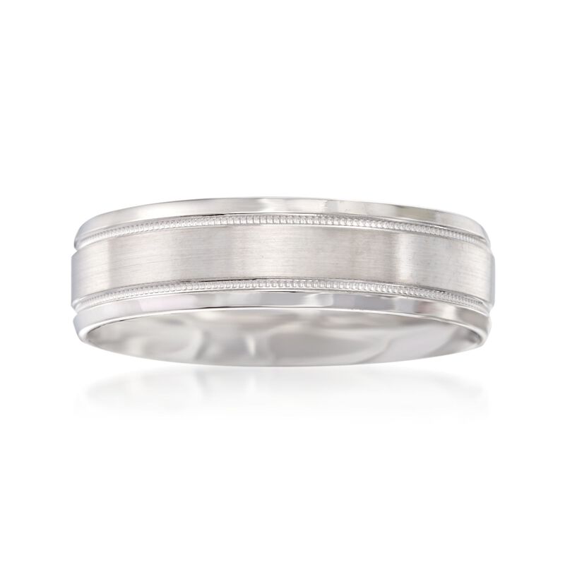 Men's 6mm 14kt White Gold Wedding Ring image number 0