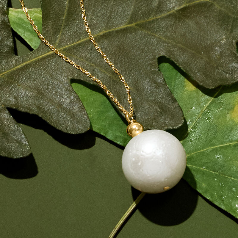 13-14mm Cultured Pearl Necklace in 14kt Yellow Gold image number 2