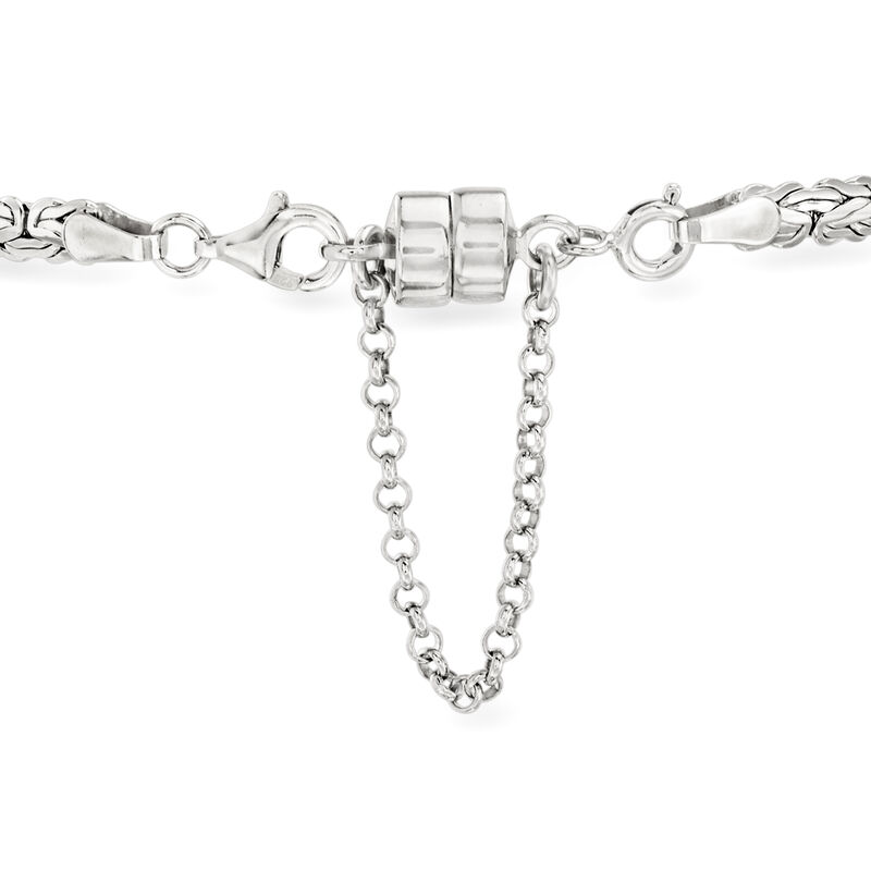 Italian Sterling Silver Magnetic Clasp Converter with Safety Chain image number 2