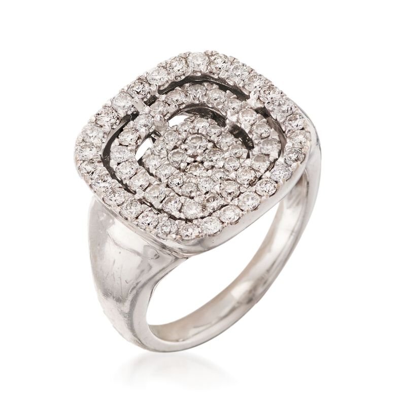 C. 1990 Vintage 1.15 ct. t.w. Pave Diamond Square Ring in 14kt White Gold image number 2