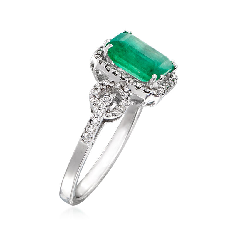2.30 Carat Emerald and .38 ct. t.w. Diamond Ring in 14kt White Gold . Size 7 image number 2