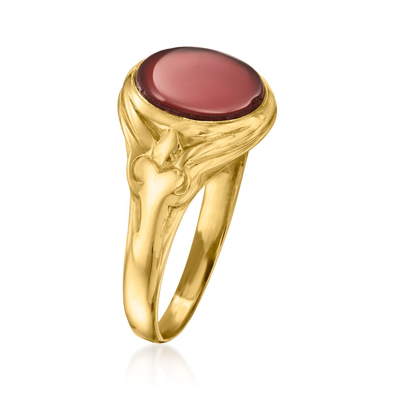 C. 1917 Vintage Carnelian Ring in 18kt Yellow Gold with British Hallmark. Size 7 image number 2
