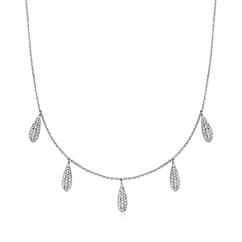 .85 ct. t.w. Diamond Multi-Drop Necklace in 14kt White Gold. 16&quot; image number 1