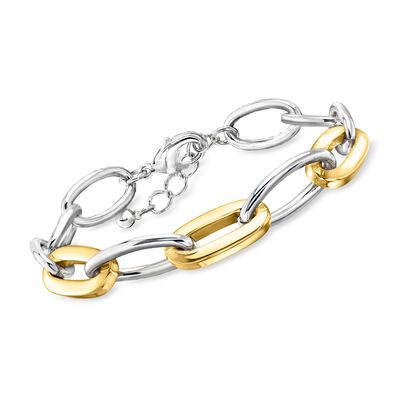 Silver and 14kt Gold-Plated Link Bracelet