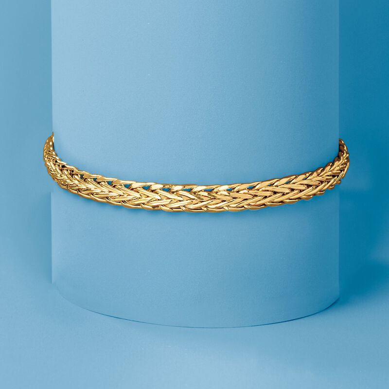 18kt Yellow Gold Wheat-Chain Bracelet image number 4