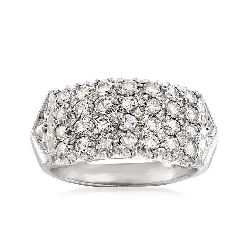 C. 1970 Vintage 1.00 ct. t.w. Diamond Multi-Row Ring in 14kt White Gold. Size 6 image number 0