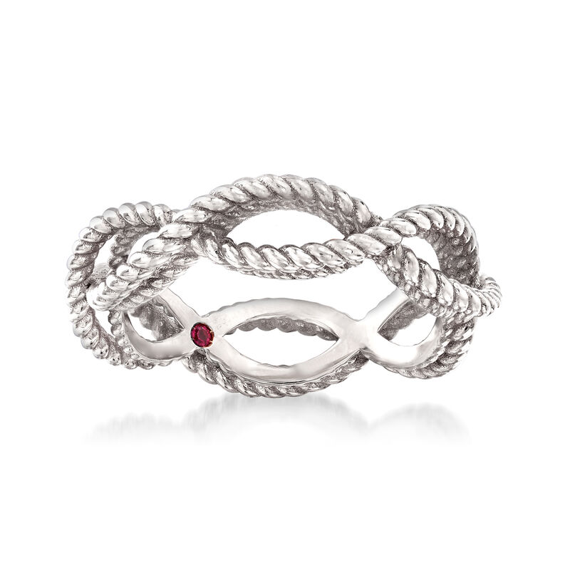Roberto Coin &quot;Barocco&quot; Roped Ring in 18kt White Gold. Size 6.5 image number 0